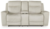 Ashley Coconut Mindanao PWR REC Loveseat/CON/ADJ HDRST - Leather - U5950518 - Home Elegance USA - 1