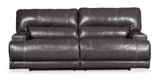 McCaskill Reclining Sofa with 2 Seats in Gray Leather by Ashley