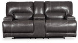 Ashley Gray McCaskill DBL Rec Loveseat w/Console - Leather - U6090094 - Home Elegance USA - 1