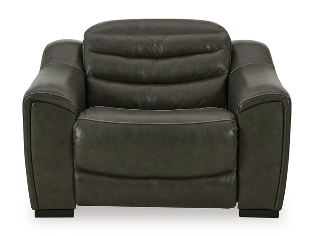 Ashley Dark Gray Center Line PWR Recliner/ADJ Headrest - Leather - U6340413 - Home Elegance USA - 1