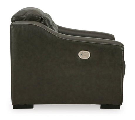 Ashley Dark Gray Center Line PWR Recliner/ADJ Headrest - Leather - U6340413 - Home Elegance USA - 5