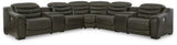 Ashley Dark Gray Center Line U63404S7 7 - Piece Power Reclining Sectional - Leather | Home Elegance USA