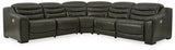 Ashley Dark Gray Center Line U63404S3 5 - Piece Power Reclining Sectional - Leather | Home Elegance USA