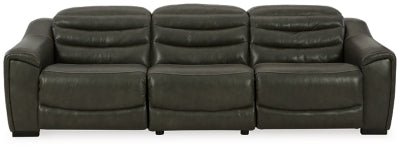 Ashley Dark Gray Center Line U63404S5 3 - Piece Power Reclining Sectional Sofa - Leather | Home Elegance USA