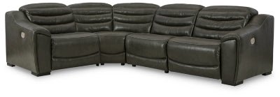 Ashley Dark Gray Center Line U63404S6 4 - Piece Power Reclining Sectional - Leather | Home Elegance USA