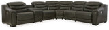 Ashley Dark Gray Center Line U63404S4 6 - Piece Power Reclining Sectional - Leather | Home Elegance USA