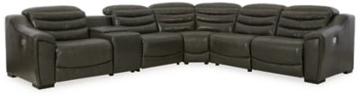 Ashley Dark Gray Center Line U63404S4 6 - Piece Power Reclining Sectional - Leather - U63404S4 - Home Elegance USA - 1