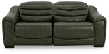 Ashley Dark Gray Center Line U63404S1 2 - Piece Power Reclining Sectional Loveseat - Leather | Home Elegance USA