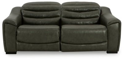 Ashley Dark Gray Center Line U63404S1 2 - Piece Power Reclining Sectional Loveseat - Leather - U63404S1 - Home Elegance USA - 1