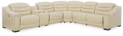 Ashley Cream Center Line U63405S4 6-Piece Power Reclining Sectional - Leather