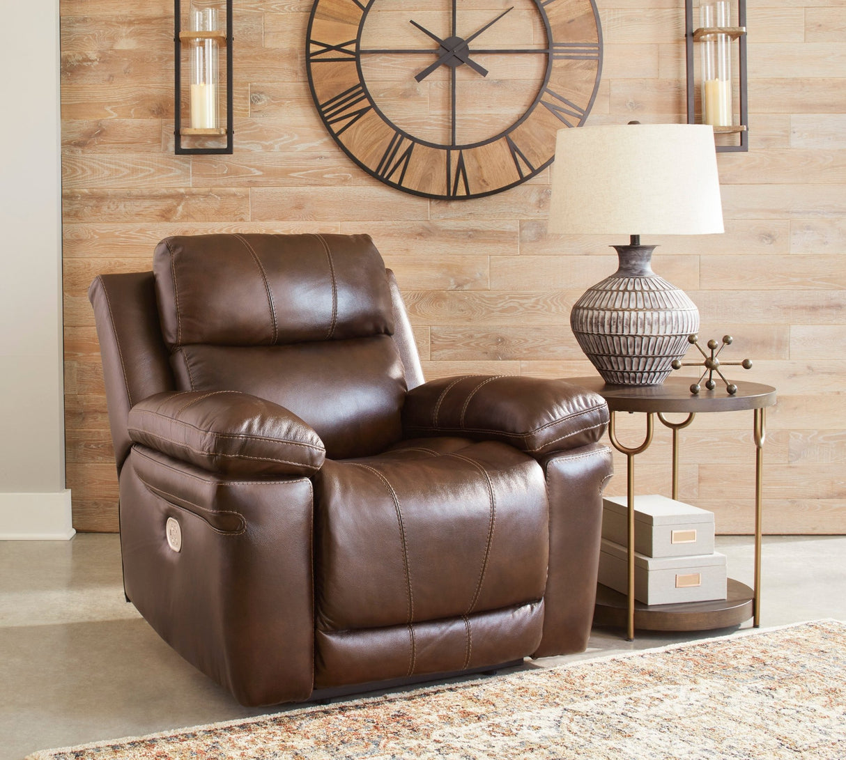 Ashley Chocolate Edmar PWR Recliner/ADJ Headrest - Leather - U6480513 - Home Elegance USA - 3