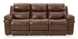 Edmar Power Reclining Sofa with Power Headrest - Chocolate Leather - Ashley - Home Elegance USA