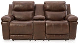 Ashley Chocolate Edmar PWR REC Loveseat/CON/ADJ HDRST - Leather - U6480518 - Home Elegance USA - 1