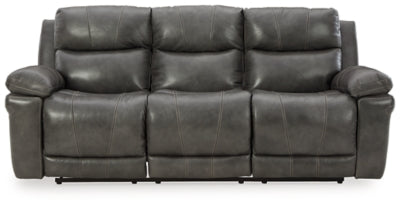 Ashley Charcoal Edmar PWR REC Sofa with ADJ Headrest - Leather