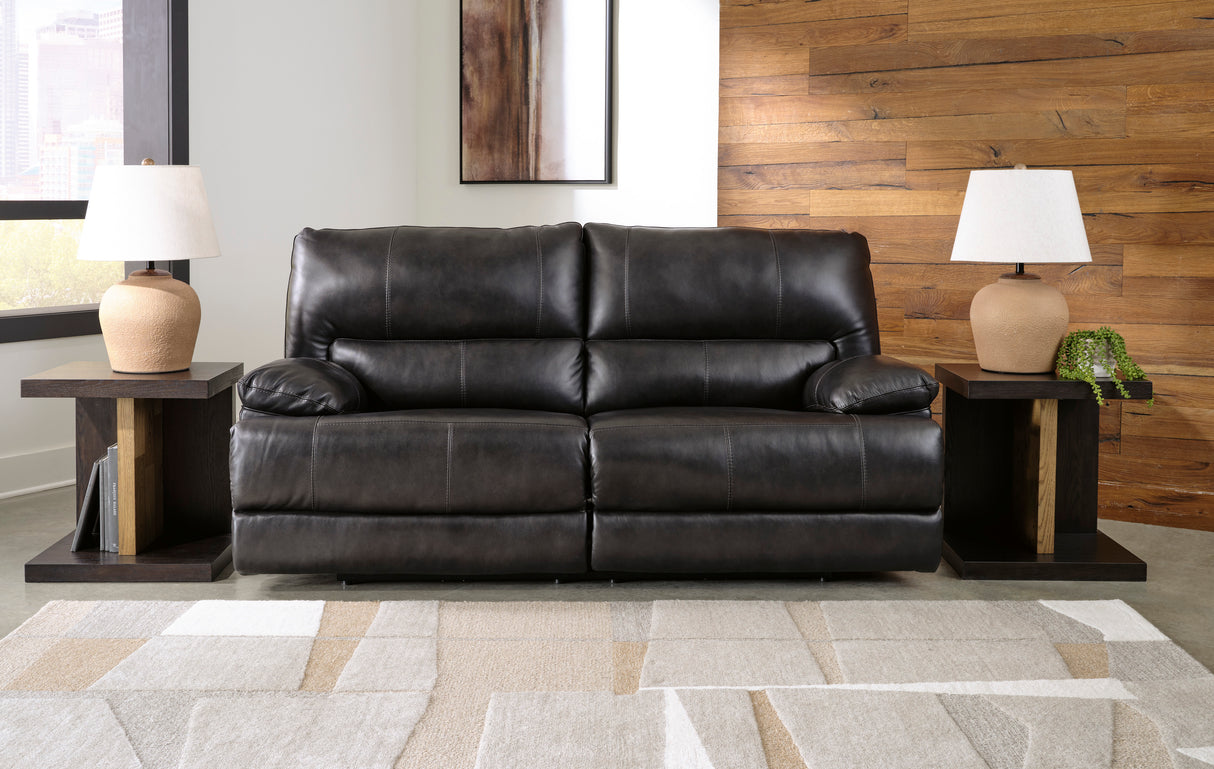 Power Reclining Sofa Black Mountainous 2-Seat Adjustable Headrest - Leather - Ashley - Home Elegance USA