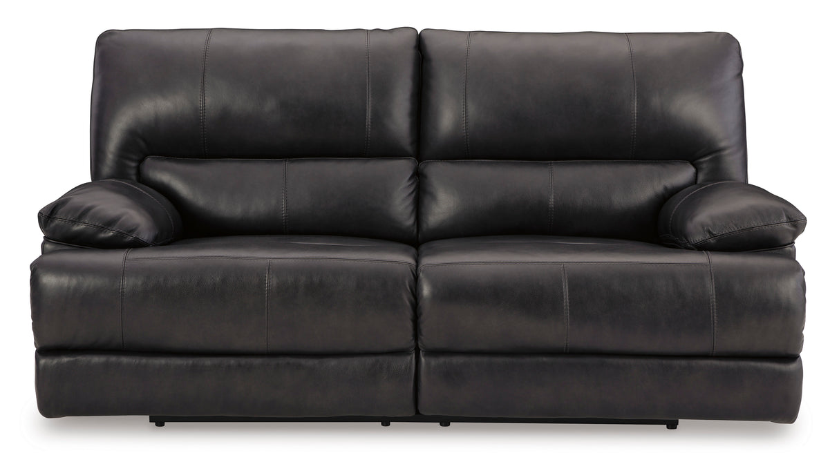 Power Reclining Sofa Black Mountainous 2-Seat Adjustable Headrest - Leather - Ashley - Home Elegance USA