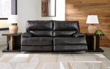 Power Reclining Sofa Black Mountainous 2-Seat Adjustable Headrest - Leather - Ashley - Home Elegance USA