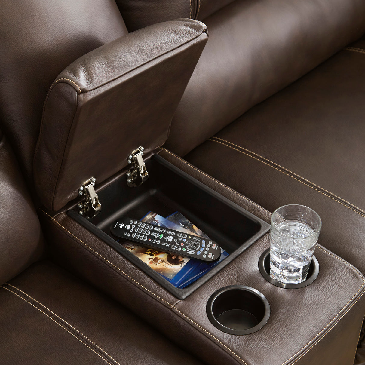 Chocolate Dunleith U71604S7 7-Piece Power Reclining Sectional - Leather | Ashley - Home Elegance USA
