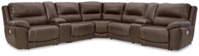 Ashley Chocolate Dunleith U71604S7 7 - Piece Power Reclining Sectional - Leather - U71604S7 - Home Elegance USA - 1