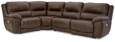 Ashley Chocolate Dunleith U71604S6 4 - Piece Power Reclining Sectional - Leather - U71604S6 - Home Elegance USA - 1