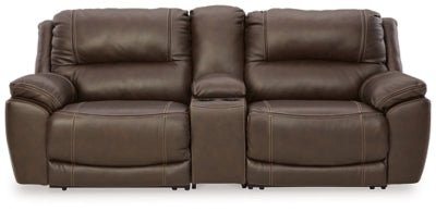 Ashley Chocolate Dunleith U71604S4 3 - Piece Power Reclining Loveseat with Console - Leather - U71604S4 - Home Elegance USA - 1