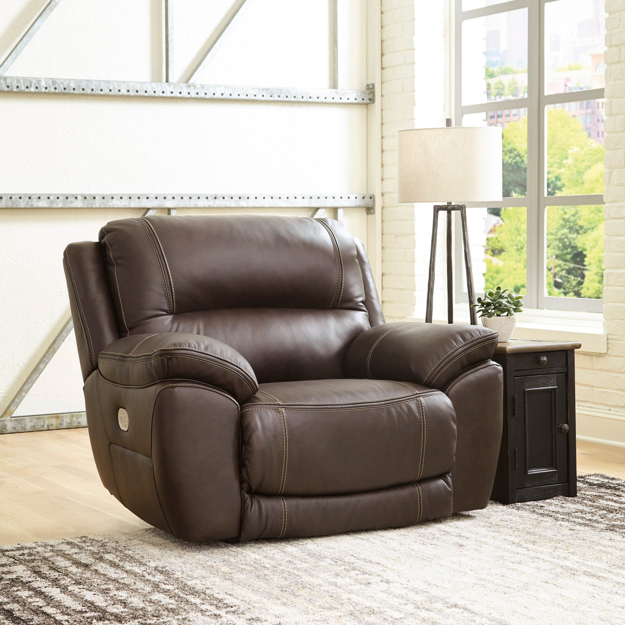 Ashley Chocolate Dunleith Zero Wall Recliner w/PWR HDRST - Leather - U7160482 - Home Elegance USA - 4