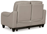 Gray Mercomatic PWR REC Loveseat/ADJ Headrest - Leather | Ashley - Home Elegance USA