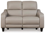 Gray Mercomatic PWR REC Loveseat/ADJ Headrest - Leather | Ashley - Home Elegance USA