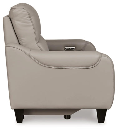 Gray Mercomatic PWR REC Loveseat/ADJ Headrest - Leather | Ashley - Home Elegance USA