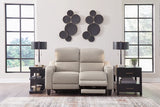 Gray Mercomatic PWR REC Loveseat/ADJ Headrest - Leather | Ashley - Home Elegance USA