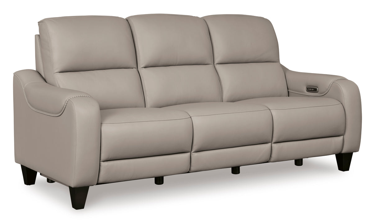 Mercomatic Power Reclining Sofa in Gray Leather by Ashley