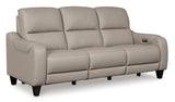 Mercomatic Power Reclining Sofa in Gray Leather by Ashley - Home Elegance USA