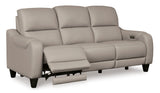 Mercomatic Power Reclining Sofa in Gray Leather by Ashley - Home Elegance USA