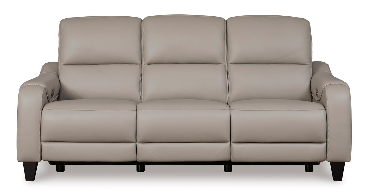 Mercomatic Power Reclining Sofa in Gray Leather by Ashley