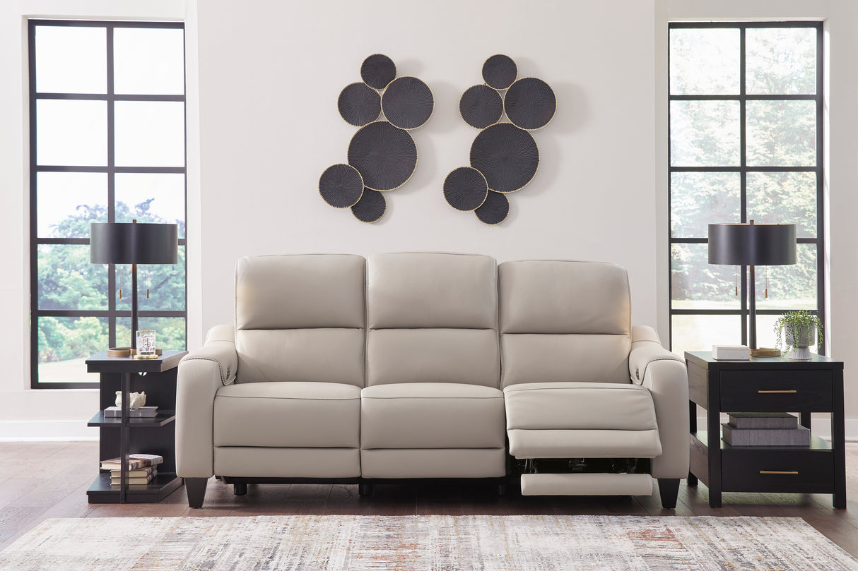 Mercomatic Power Reclining Sofa in Gray Leather by Ashley