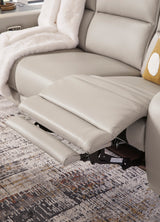 Mercomatic Power Reclining Sofa in Gray Leather by Ashley