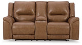 Ashley Caramel Trasimeno PWR REC Loveseat/CON/ADJ HDRST - Leather - U8281518 - Home Elegance USA - 1