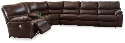 Ashley Dark Brown Family Circle U82902S3 4 - Piece Power Reclining Sectional - Leather | Home Elegance USA