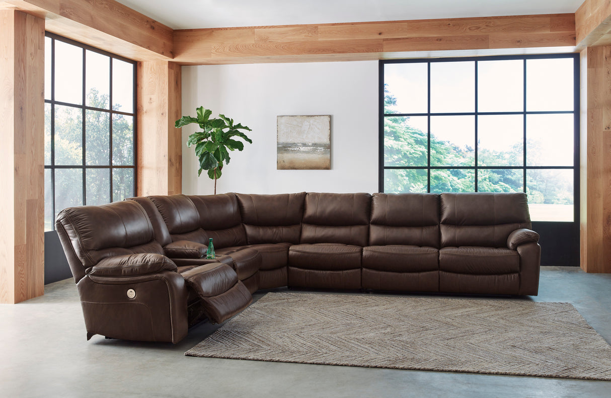 Ashley Dark Brown Family Circle U82902S3 4-Piece Power Reclining Sectional - Leather - Home Elegance USA