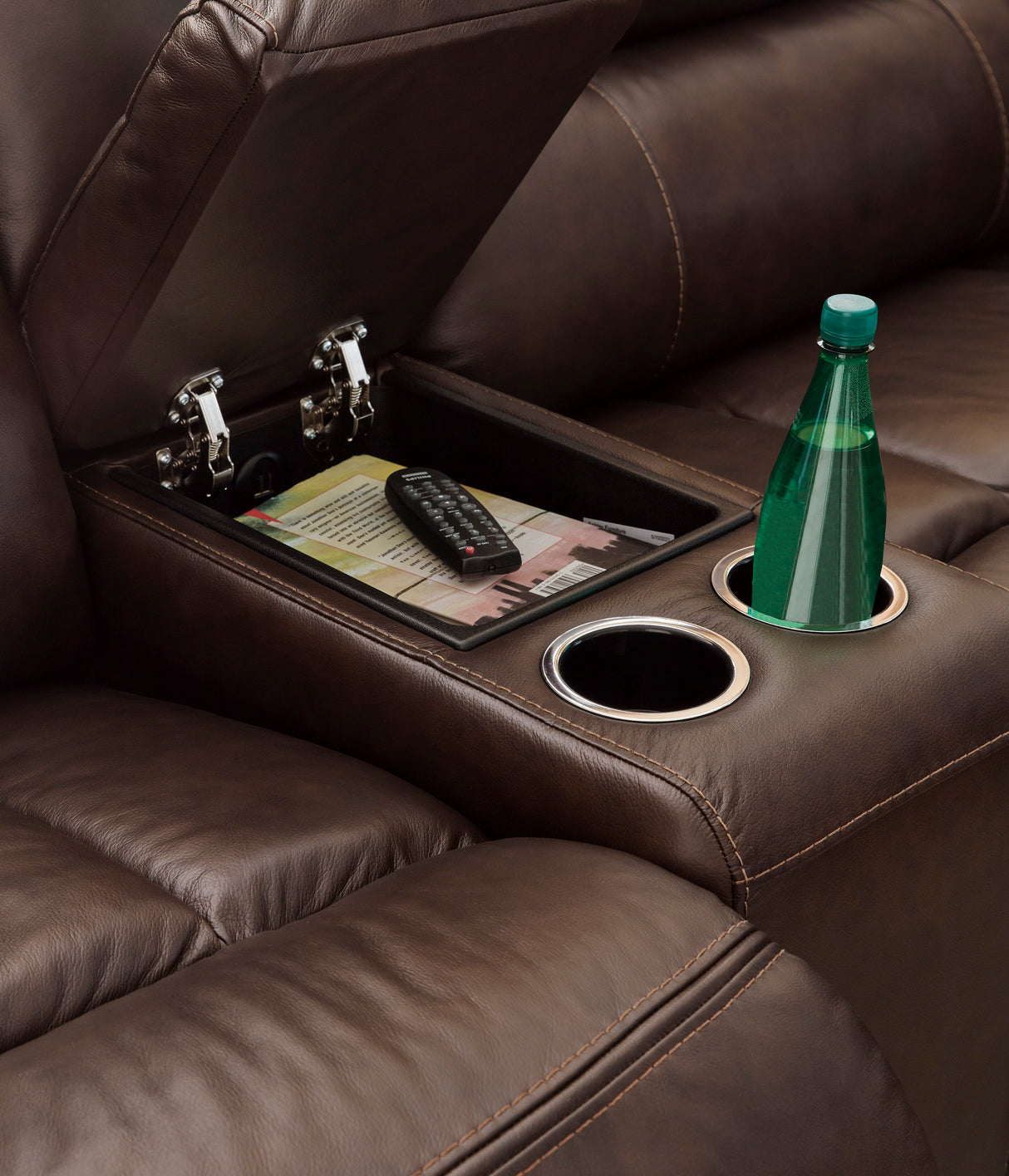 Ashley Dark Brown Family Circle U82902S2 3-Piece Power Reclining Sectional - Leather - Home Elegance USA