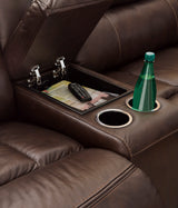 Ashley Dark Brown Family Circle U82902S2 3-Piece Power Reclining Sectional - Leather - Home Elegance USA