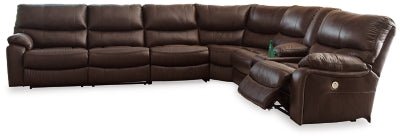 Ashley Dark Brown Family Circle U82902S4 4 - Piece Power Reclining Sectional - Leather | Home Elegance USA