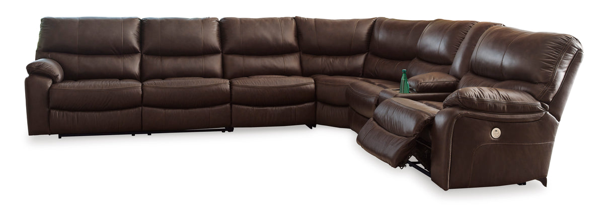 Ashley Dark Brown Family Circle U82902S3 4-Piece Power Reclining Sectional - Leather - Home Elegance USA