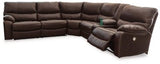 Ashley Dark Brown Family Circle U82902S2 3 - Piece Power Reclining Sectional - Leather | Home Elegance USA