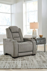 Ashley Gray The Man - Den PWR Recliner/ADJ Headrest - Leather - U8530513 - Home Elegance USA - 5