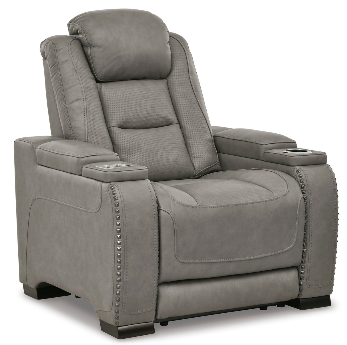 Ashley Gray The Man - Den PWR Recliner/ADJ Headrest - Leather - U8530513 - Home Elegance USA - 2