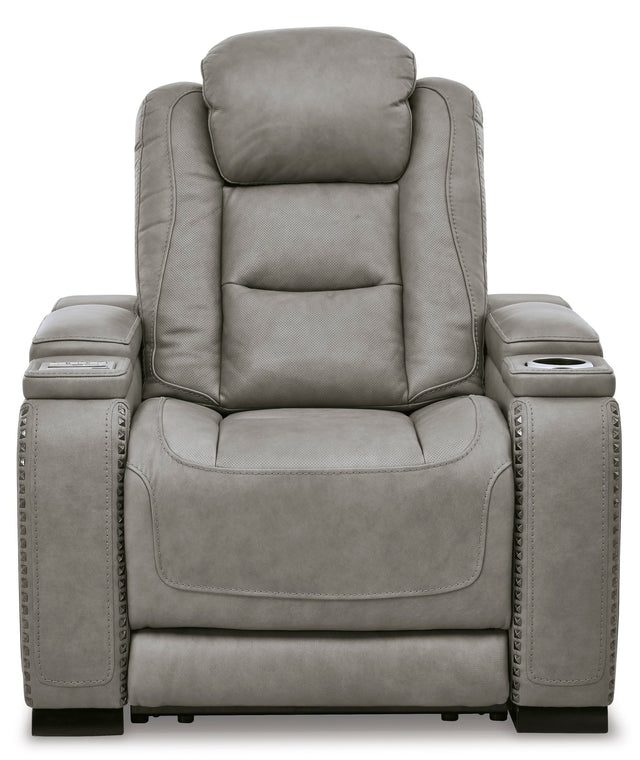 Ashley Gray The Man - Den PWR Recliner/ADJ Headrest - Leather - U8530513 - Home Elegance USA - 1