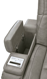 Ashley The Man - Den Power Reclining Sofa with Adjustable Headrest - Gray Leather - U8530515 - Home Elegance USA - 3