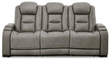 Ashley The Man - Den Power Reclining Sofa with Adjustable Headrest - Gray Leather - U8530515 - Home Elegance USA - 1