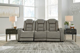 Ashley The Man - Den Power Reclining Sofa with Adjustable Headrest - Gray Leather | Home Elegance USA